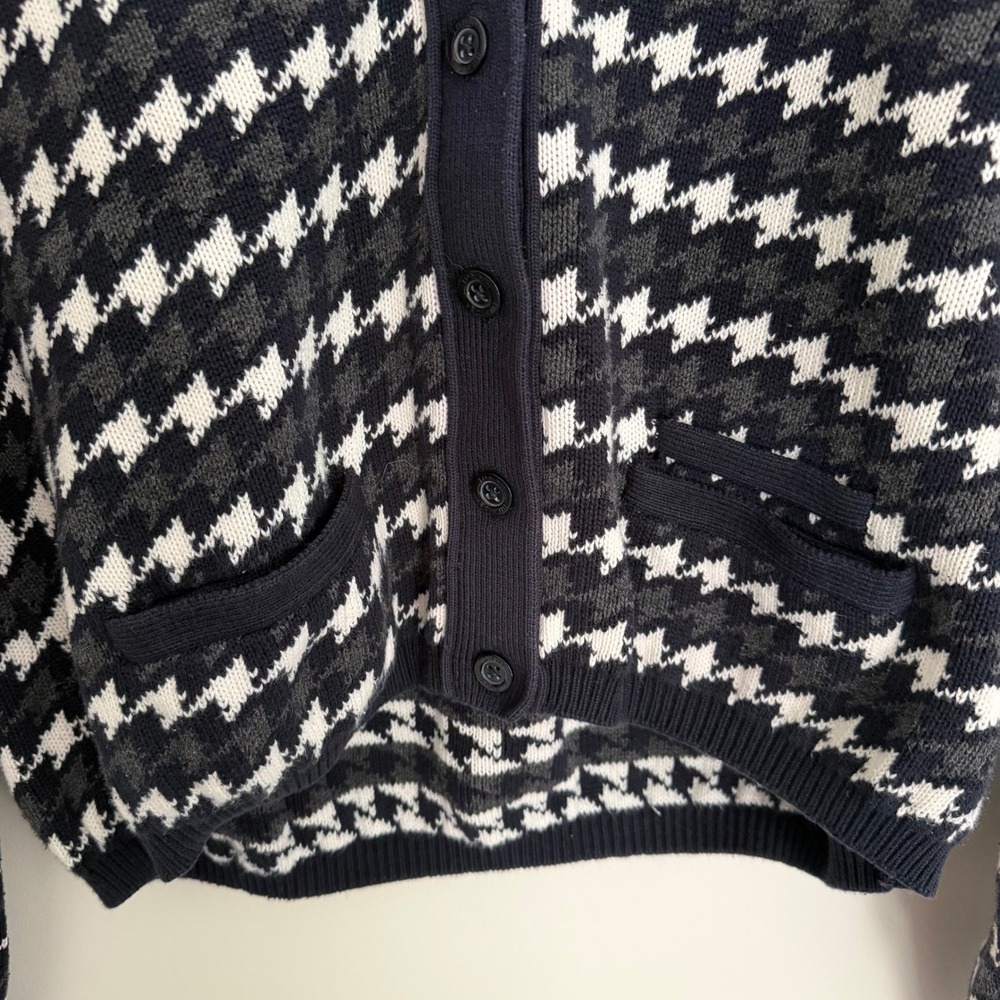 Vintage Tommy Hilfiger Cotton Houndstooth Cardigan, Size XL - Picture 3 of 6